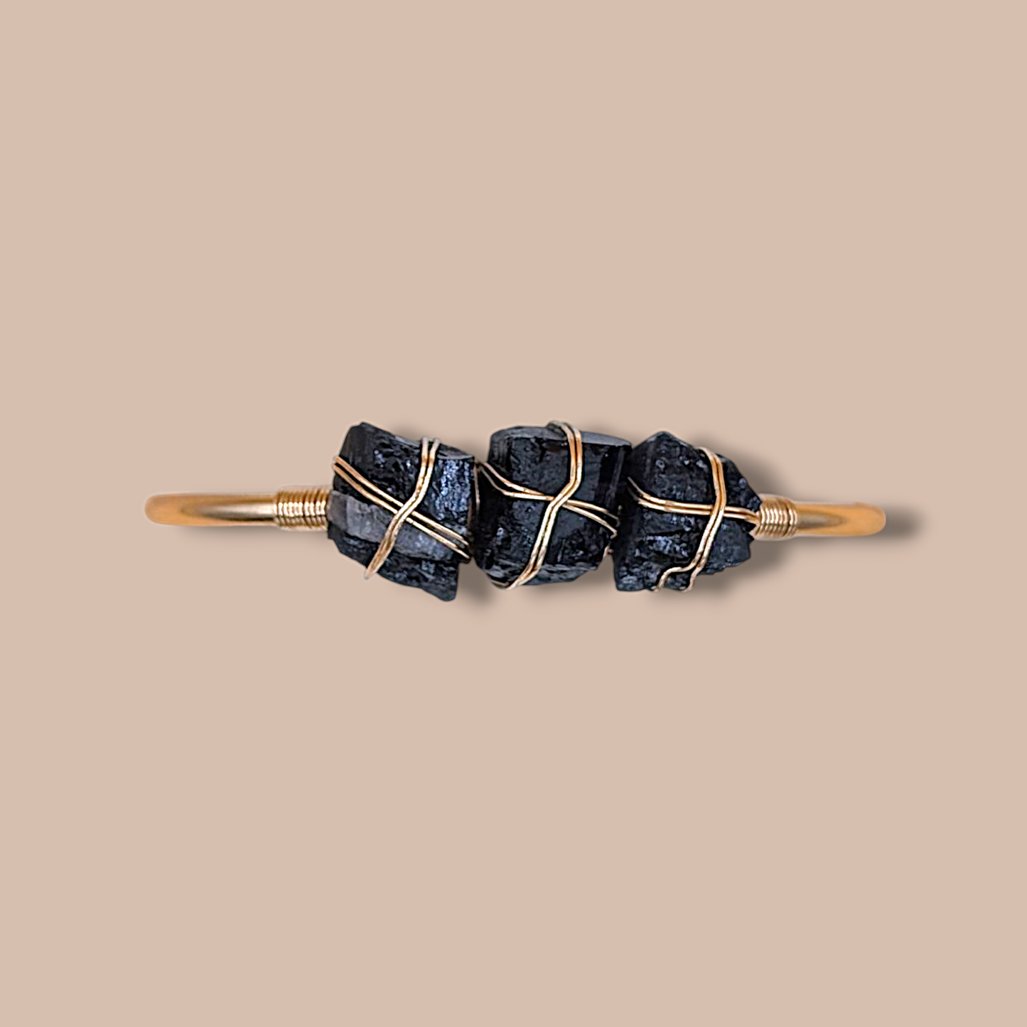 Black Tourmaline Triple Balance Cuff Bracelet