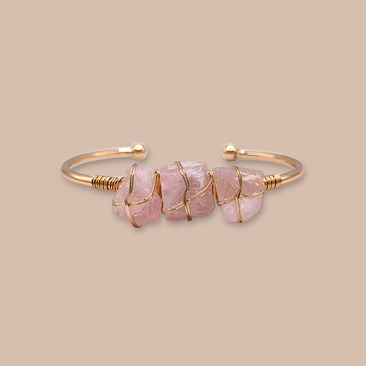 Rose Quartz Triple Balance Cuff