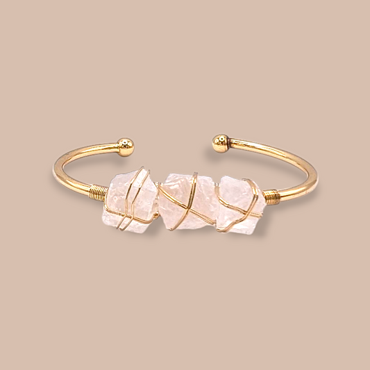Clear Quartz Triple Balance Cuff