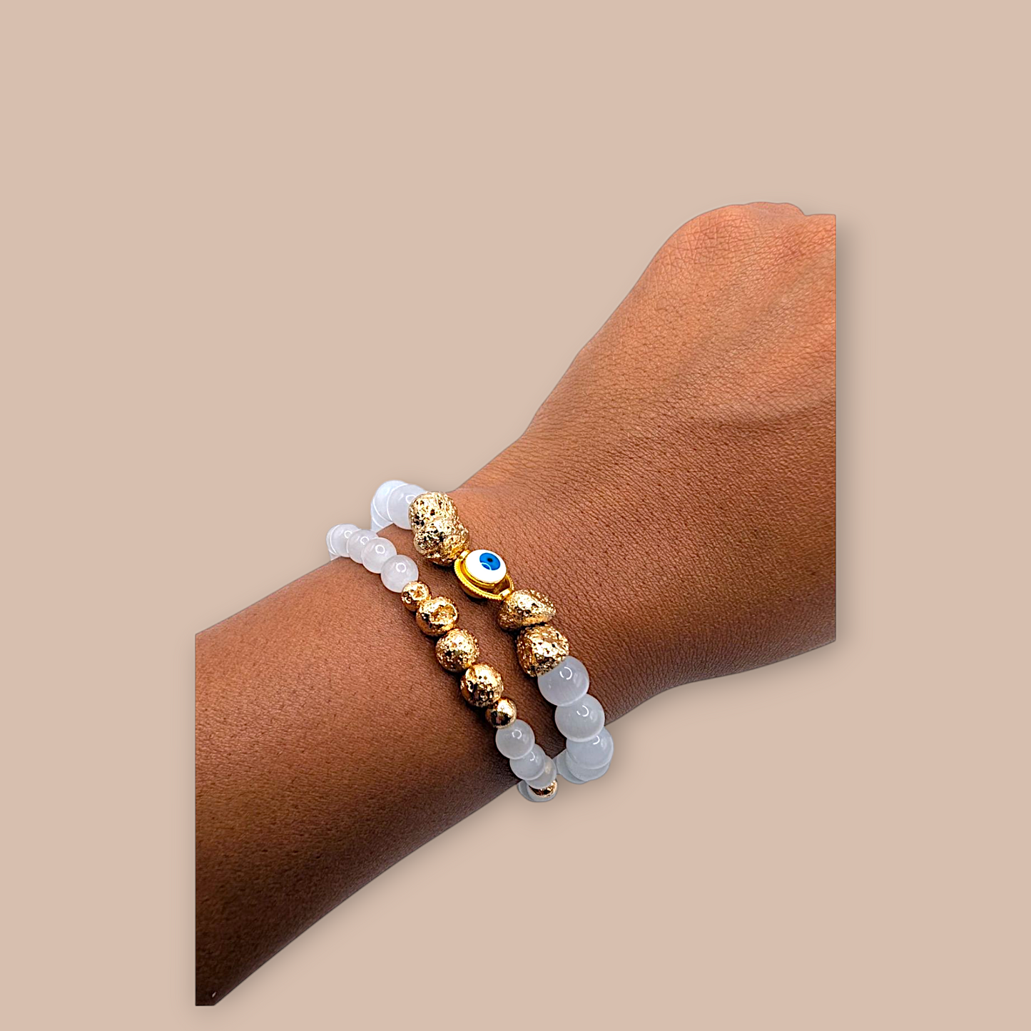 Divine Shield Selenite Bracelet Set