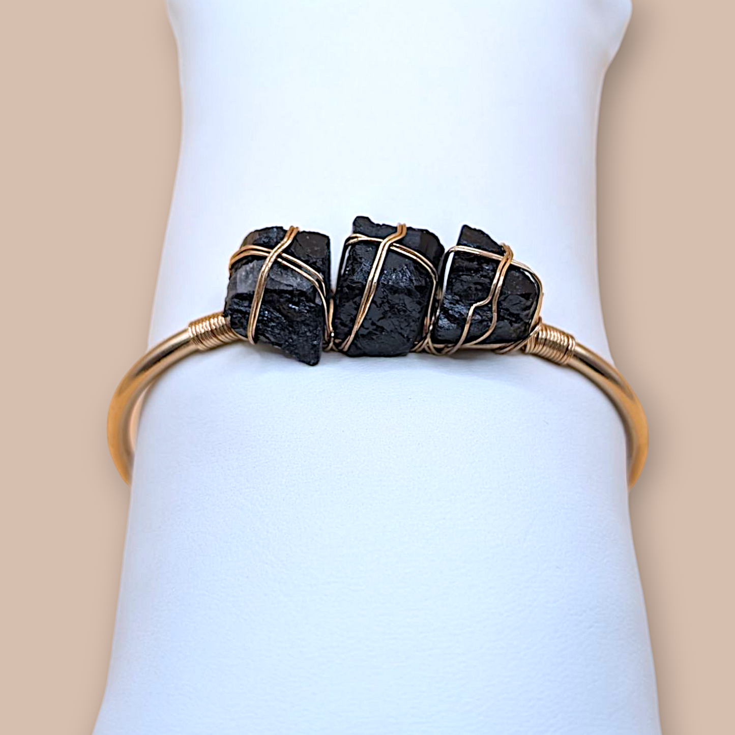 Black Tourmaline Triple Balance Cuff Bracelet