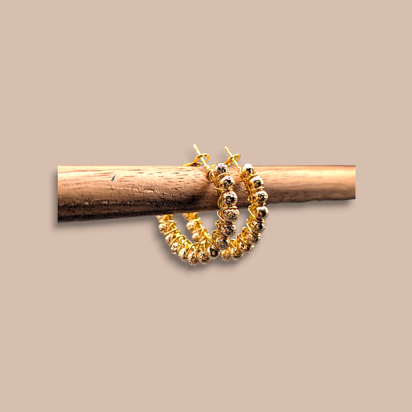Golden Glow Hoops – Lava Stone Edition