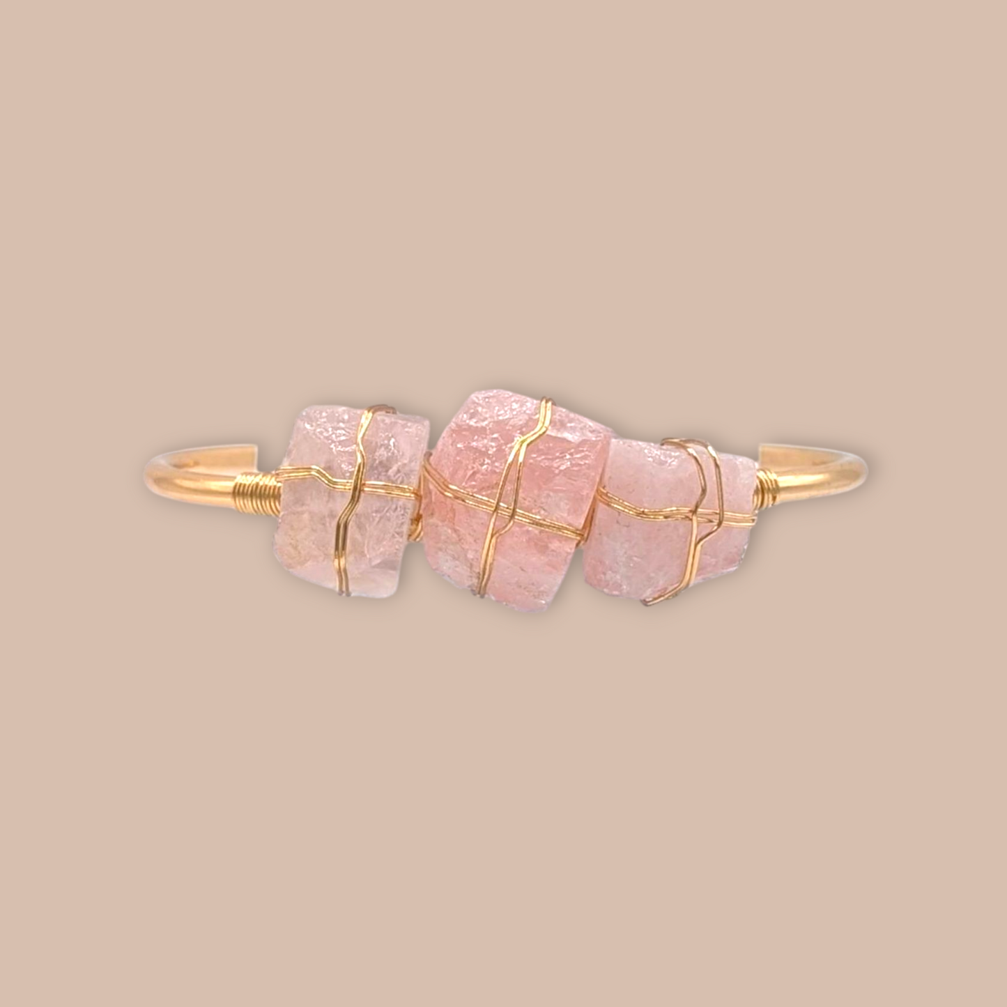 Rose Quartz Triple Balance Cuff